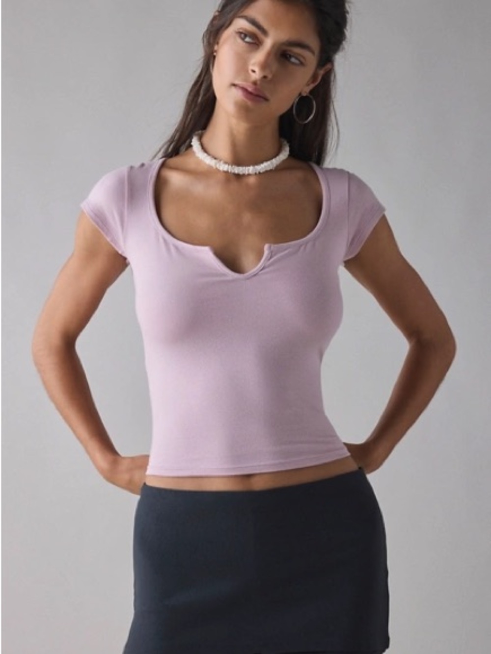 Urban Outfitters Notch Front Cotton Compression Baby Tee